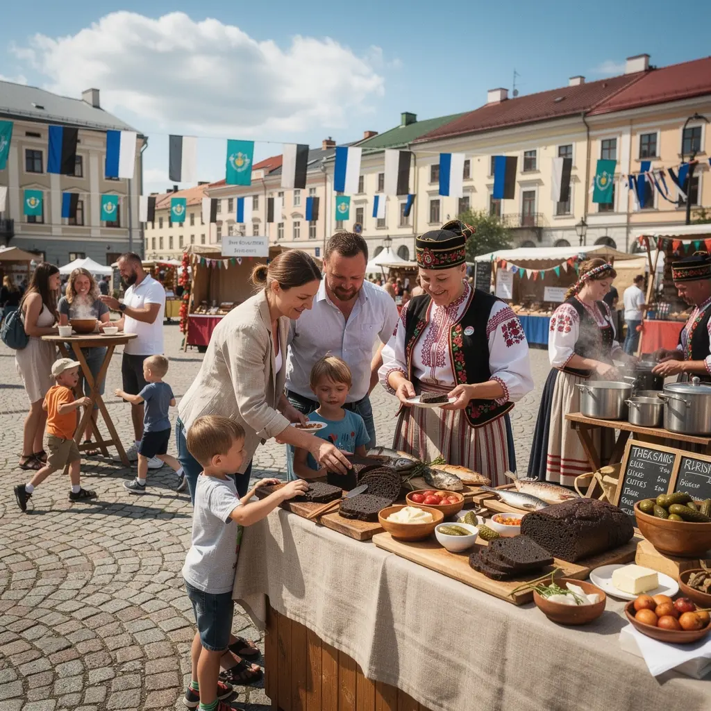 A scenic view of a historic castle surrounded by lush greenery along a winding road in Latvia.